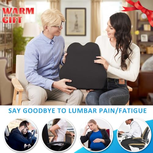 Image of Grin Health Lumbar Support Pillow Ideal for Car Seat, Office Chair, Home, Travel Backrest, Back Support for Car Driving Seat (Large, Black)