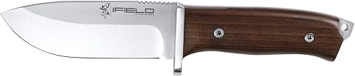Miniatura 1 de iFIELD Cuchillo de supervivencia Entrenamiento, hoja MOVA de satén de 4.6 pulgadas, con funda de cuero, herramienta de camping para pesca, caza,