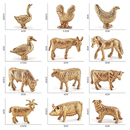Eastuy 12 Stücke Tier Modell Set, Goldene Bauernhof Tiere Spielzeug Rinder Ziegenschweinchen Huhn, Kinder Früher… – Bild 6