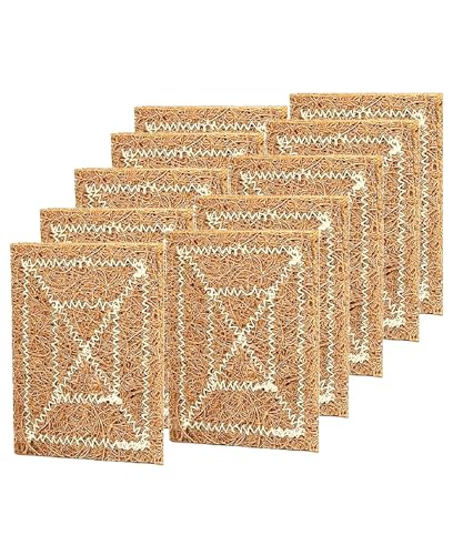 Natural Scouring Pads Non-Scratch Cleaning Scrub Pads for Dishes, Eco-Friendly Coconut Fibre Kitchen Scrubbers for Pans Pots Dish/Utensils/Tiles, Wash Basin (6 x 4 Inch Pack of 10) (B0CSN89KR1) Amazon Price History, Amazon Price Tracker