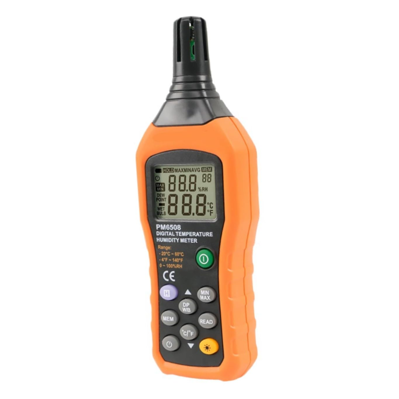 Hygromètre Portable Pm6508 1 Set Abs Tpe sans Batterie