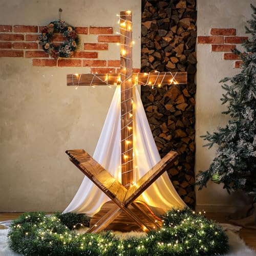 Lineshading 59 Inch Extra Large Easter Wood Cross Decoration Standing Cross Jesus Christ Catholic Crafted He Is Risen Outdoor Decor for Party Wedding Christmas Communion Church by Lineshading - Image 7