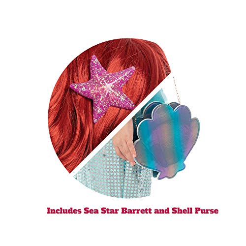 Spooktacular Creations Girls Red Long Curly Mermaid Wig With Star Barrett And Shell Purse Halloween Little Mermaid Costume Wig Mermaid Cosplay Party Accessories #TOP1