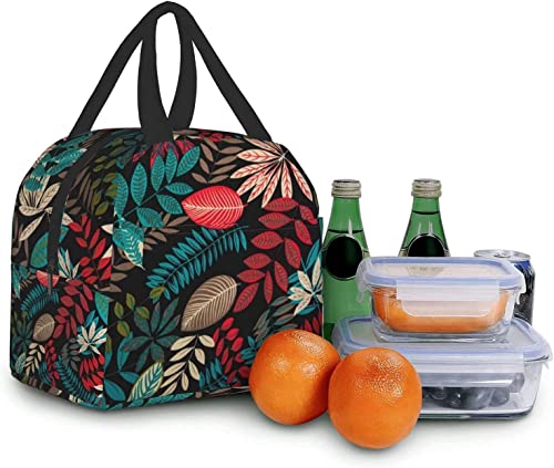 Sunyuer Tropical Leaves Insulated Lunch Bag For Women Girls, Cooler Tote Reusable Lunch Box Container For School Work Office Travel Picnic (Tropical Leaves) #TOP4