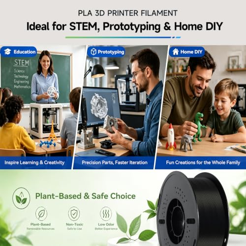 Image of Kingroon PLA 3D Printer Filament, Dimensional Accuracy + /- 0.02 mm, 4kg Spool(8.8lbs), 1.75 mm, 4KG 2KG Black+2KG Grey