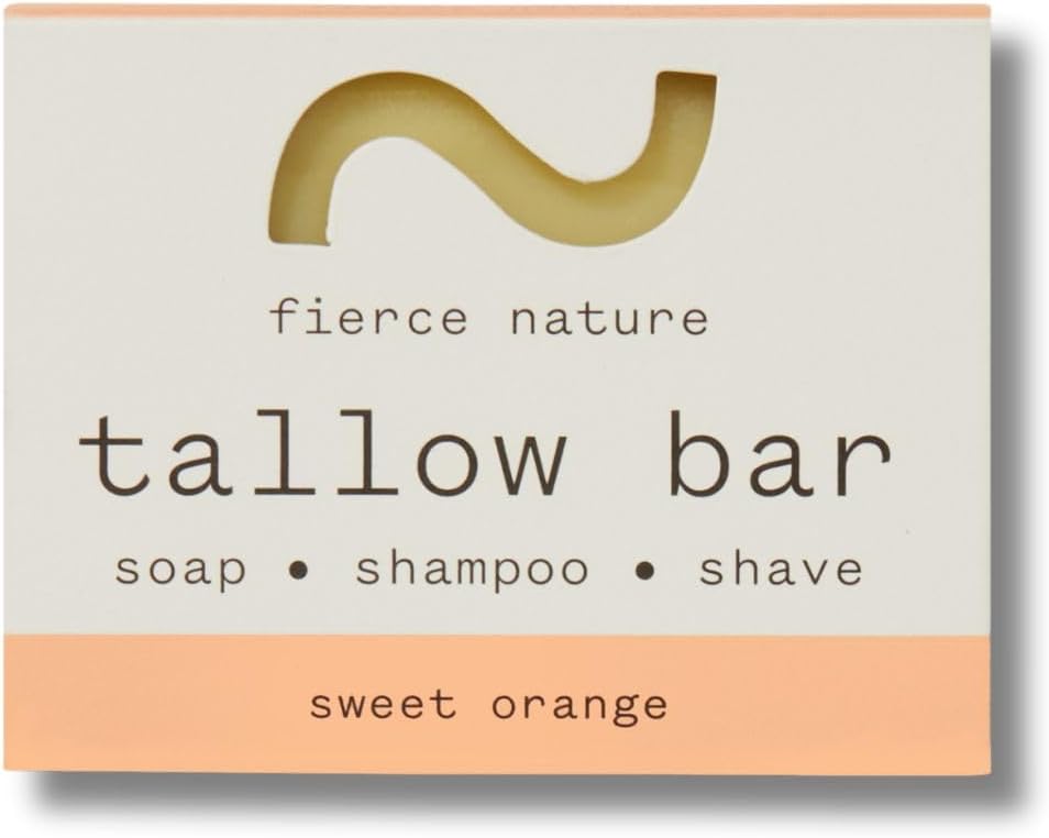 Multi-Use Pure Tallow Bar | Organic & Natural Moisturising Bar for Face, Body, Hands & Hair | Non-Toxic Skincare Essential - Sweet Orange 80g