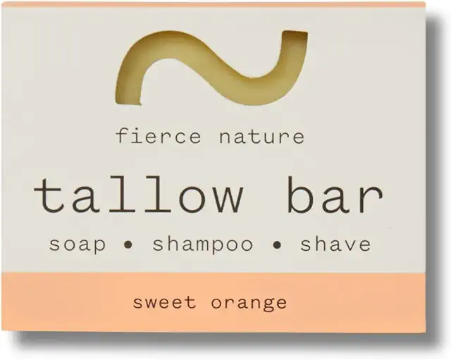 Fierce Nature Organic Tallow Soap Bar - Sweet Orange 80g | Multi-Use Moisturiser