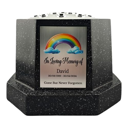 1stclassgifts Personalised Printed Black Memorial Rose Bowl Grave Marker Flower Pot Vase Plastic Gold or Silver Plate (UV PRINTED) (Silver Plate)