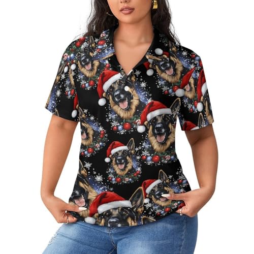 Camiseta de pastor alemán para mujer con cuello polo casual