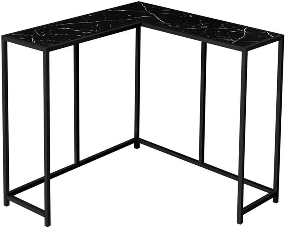 Monarch Specialties I 2158 Accent Table, Console, Entryway, Narrow, Corner, Living Room, Bedroom, Metal, Laminate, Black Marble Look, Contemporary, Modern