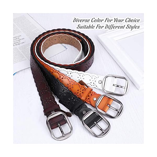 JASGOOD Fashion Women's Genuine Leather Waist Belt With Alloy Buckle,A-Coffee(Silver Buckle), Suit for Pant Size 26-30Inch - Image 6