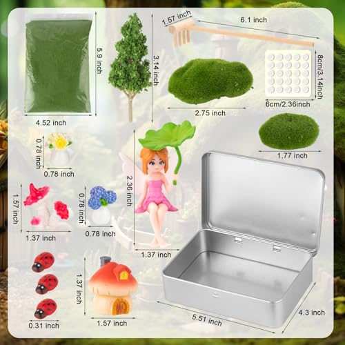 Zen Garden Kit for Desk Decor, Mini Zen Sand Garden with Tina & 1 Rake, Green Sand & 11 Accessories, Japanese Gifts for Meditation Room Office Home (Fairy Style) - Image 3