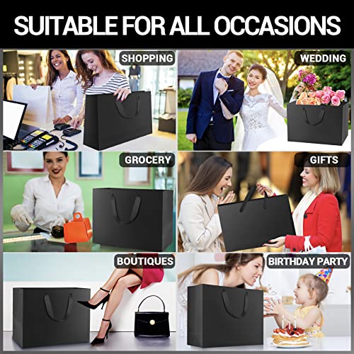 EUSOAR Black Extra Large Gift Wrap Bags, 20 Pack 16x6x12 inches Paper Bags with Handles Bulk, Heavy Duty, for Wedding, Grocery, Boutique, Retail, Business, Party Favors, Baby Showers, Birthdays by EUSOAR - Image 5