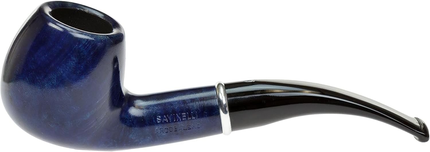 Savinelli Arcobaleno 626 — Artisan Italian Blue Briar Pipe, Bent Apple 6mm Filter — Hand-Finished Collectible Tobacco Pipe