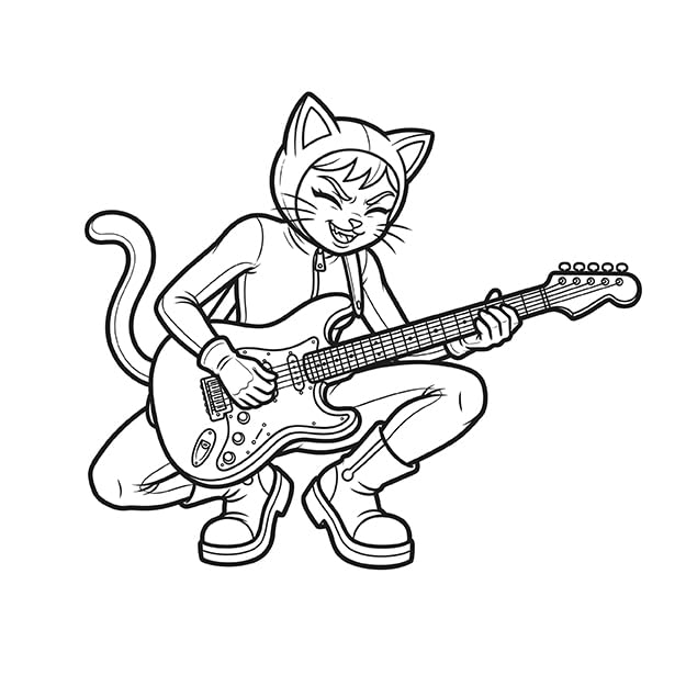 Cute Cozy Coloring: Rockstar Kitty image 3