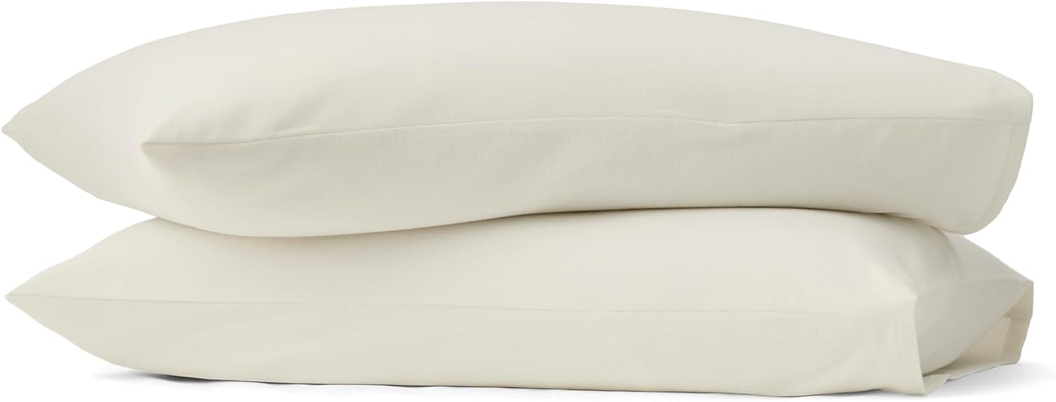 BOLL & BRANCH Flannel Pillowcase Set - King, White - Luxury 100% Organic Cotton - 2 Pillowcases Included - Velvety Soft, Warm & Breathable for Every Season