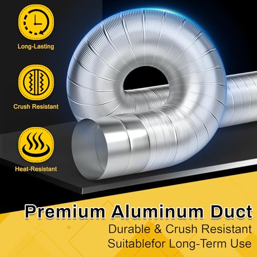 Powrocket 4 Inch Semi Rigid Dryer Vent Hose, Flexible Aluminum Duct with 2 Clamps and Aluminum Foil Tape, 3 Feet Length Dryer Duct for Tight Space, Clothes Dryer, Basement by Powrocket - Used condition - Image 5