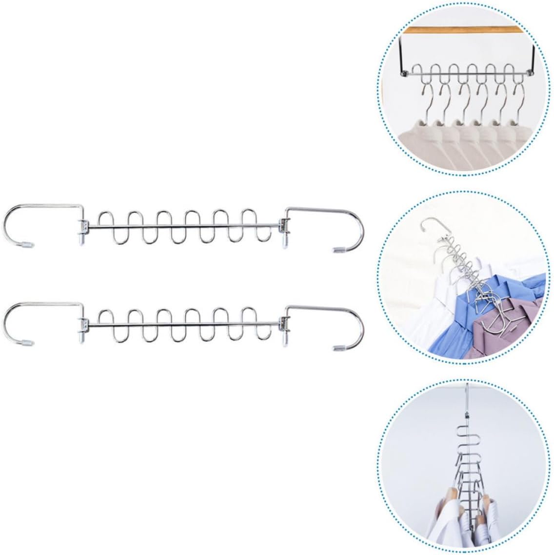 2pcs Multi Hole Iron Clothes Hanger for Balcony Drying and Storage