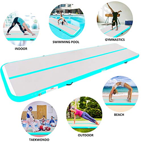 Naice Inflatable Air Gymnastics Mat, Training Tumbling Mat,10Ft/13Ft/16Ft Tumble Tracks Air Training Mats With Electric Air Pump For Indoor/Gym/Outdoor/Yoga/Water/School Use (Mint Green, 20Ftx3.3Ftx4In(6X1X0.1M)) #TOP4
