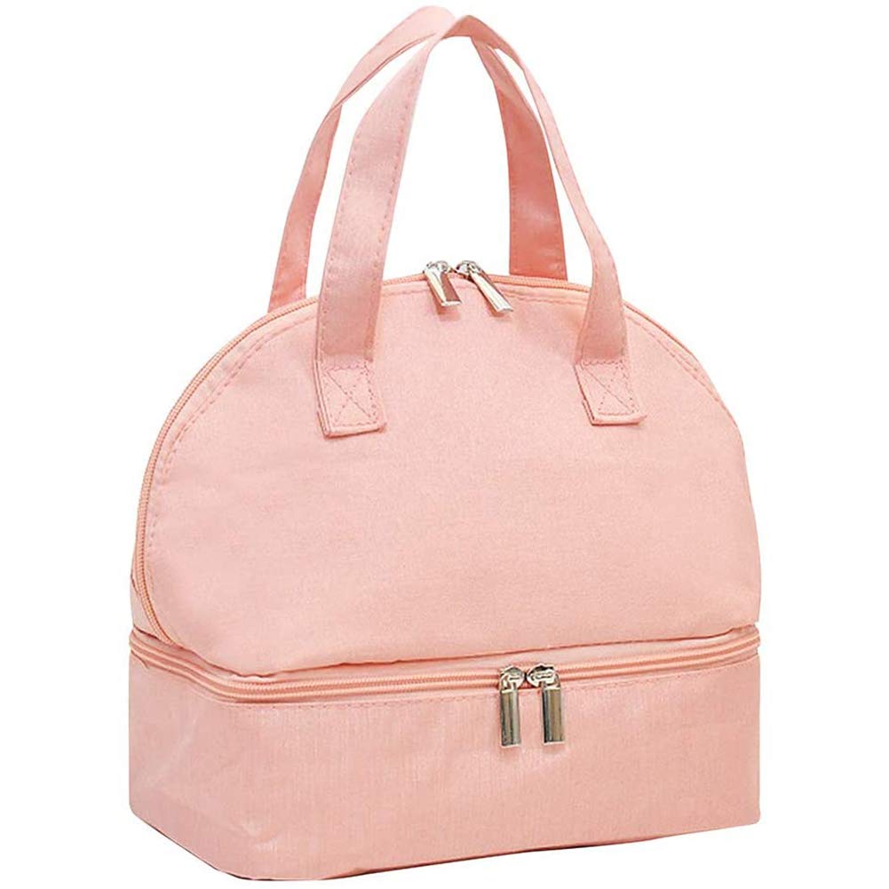 Jasaly Double Compartment Lunch Bag for Women &Kids Insulated Tote Lunch Bag Waterproof Leakproof Cooler Lunch Bag,Pink