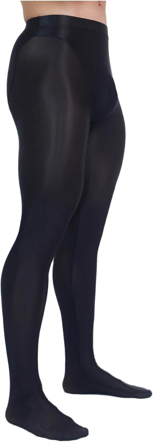 Men Footed Tights Ultin Thin Breathable Shiny Glossy Stockings Oil Silky High Elastic Yoga Pants