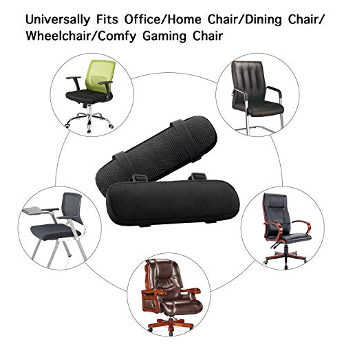 Mosiso Chair Armrest Pads (2 Pack), Memory Foam Home/Office Chair Arm Rest Covers Comfy Computer Gaming Chair Cushion Removable Washable Elbow Support Forearm Pressure Relief, Black #TOP5