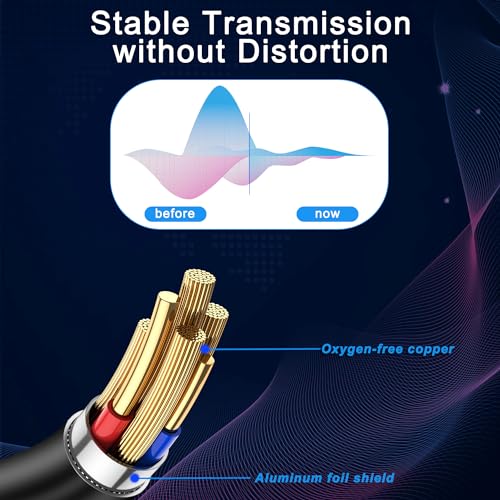 JSADZKJ 1/4 inch TRS Stereo Cable 6.35mm Male to 6.35mm Male TRS Stereo Audio Cable 0.98FT 1/4" Instrument Stereo Aux Jack Adapter Cable for Guitar Bass Amplifier 2pcs by JSADZKJ - Image 4