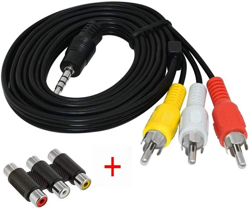 Oneme 3.5mm to 3RCA Camcorder Audio Video AV Cable Connect Audio Devices with Home Audio System Such as a Smartphone MP3 Player to a TV AV Receiver Amplifier Projector or Other RCA-Enabled