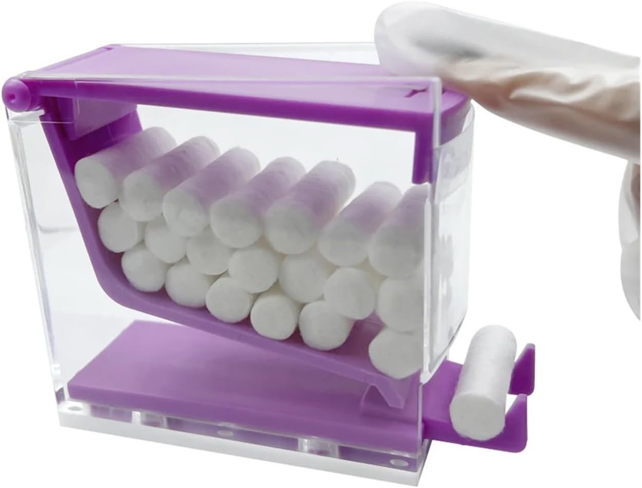 1pcs Press Pop-up Cotton Roll Holder Box, Dental Lab Storage Dispenser Container