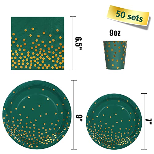200Pcs Green Party Decorations Paper Plates Green And Gold Birthday Party Plates And Napkins Party Supplies For Birthday Wedding Baby Shower Christmas Decor Sets… #TOP1