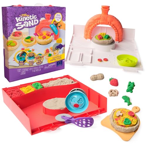 Kinetic Sand, SquishPizza Rising Pizza Playset with 452g Play Sand and 5 Tools, Kids’ Toys for Girls and Boys Aged 5 and up