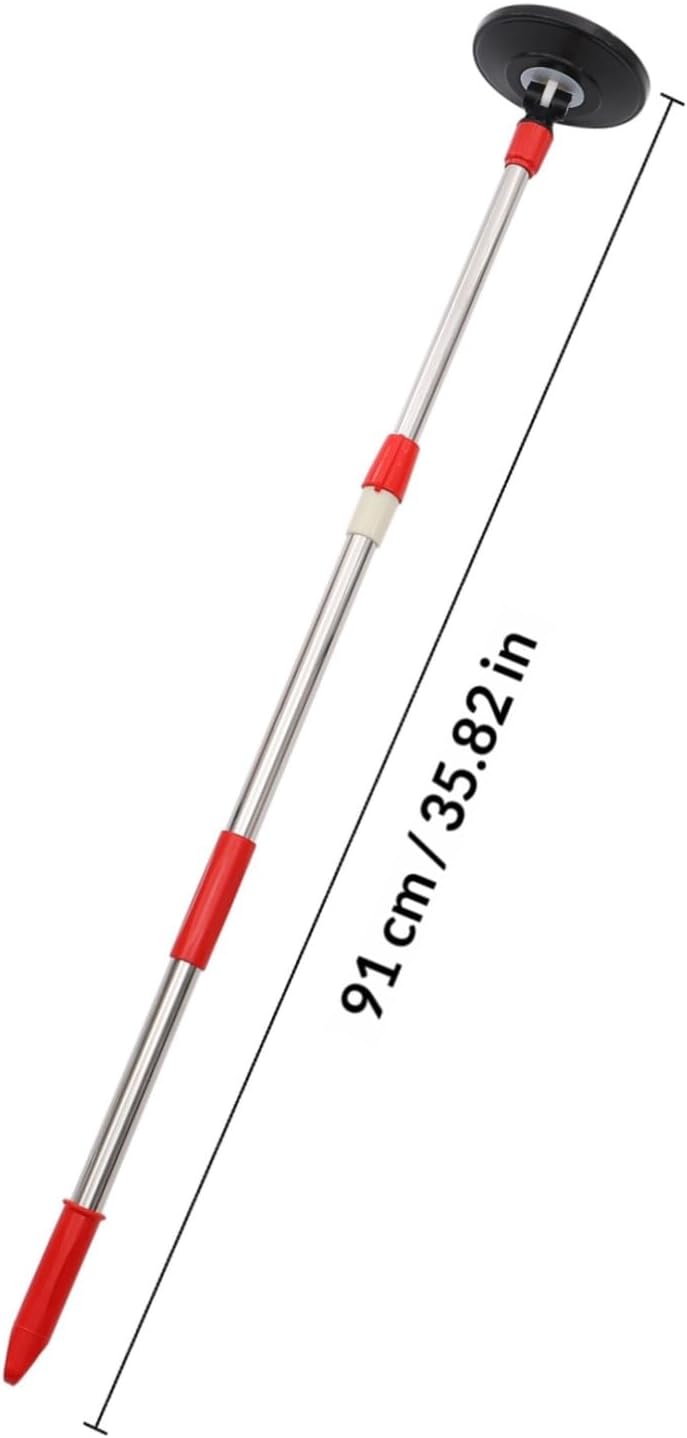 Stainless Steel Mop Pole Replacement Handle 360° Rotating Telescopic Mop Stick Accessory for Commercial and Home Cleaning Systems with Red Grip