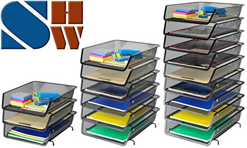 Simple Houseware Stackable Desk File Document Letter Tray Organizer, 3 Packs, Black by Simple Houseware - Image 3