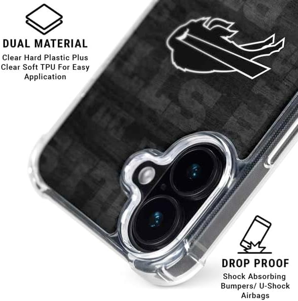 Skinit Phone Case Compatible with MagSafe iPhone 17 - Officially Licensed NFL Buffalo Bills Black & White Design