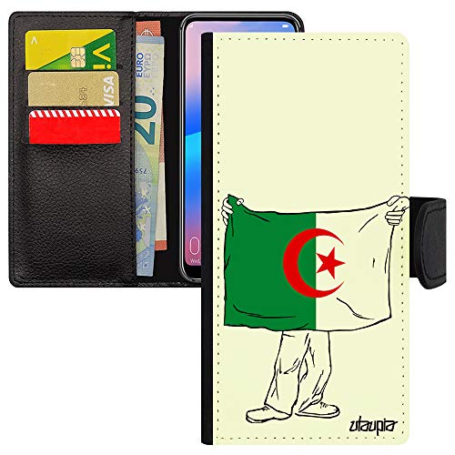 Coque Samsung A21s drapeau Algérie : housse portefeuille football et étui de protection PU