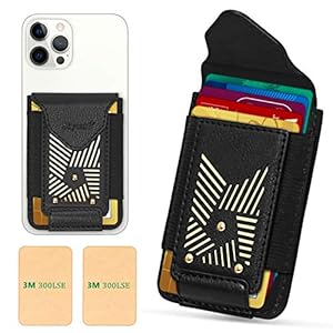 Skycase Card Holder for Back of Phone, [Stick on Wallet] Handmade PU Leather Credit Cards Holder for Cell Phone with [2…