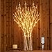 Hairui Pre Lit Artificial Twig Birch Branch with Fairy Lights 32IN 150 LED Plug in White Willow Branch Lights for Christmas Home Decoration Indoor Outdoor Use 3 Pack (Vase Excluded)