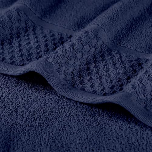 SUPERIOR Cotton Bathroom Towel Set Plush Absorbent 3 Piece, Navy Blue Ivory by SUPERIOR - Used condition - Image 3