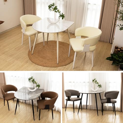 Murongun ダイニングテーブル 2人用 だいにんぐテーブル 2人掛け 【大理石調天板 90幅×スチール脚 】単品 食卓テーブル 省スペース 耐熱 耐久性 組立簡単 北欧風 おしゃれ 組立簡単 グレー 90x80x75cm [3]