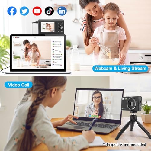SOPPY Digital Camera, FHD 1080P 44MP Compact Camera,Vlogging Camera with 32G SD Card, 2.4" LCD Screen Rechargeable Camera with 16X Digital Zoom, Mini Camera for Boys Girls Kids Beginners, Black