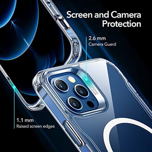 Image of ESR for iPhone 12 Pro Max Cover, Compatible with MagSafe, HaloLock Wireless Charging, TPU, Sidekick Scratch Resistant, Grippy Protective Frame,Magnetic Back Case, Clear