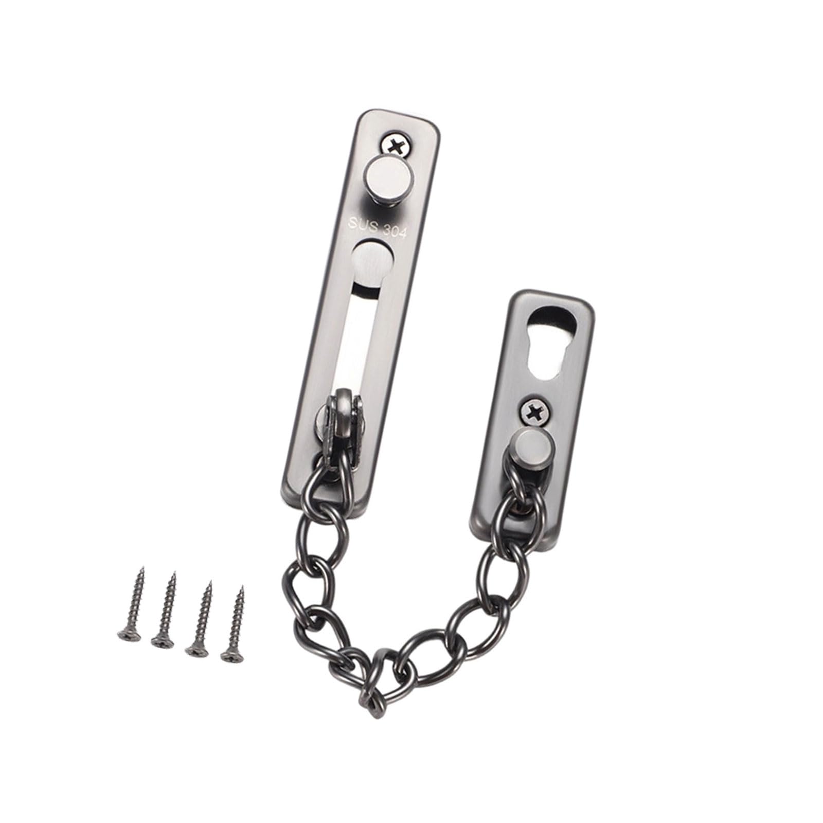 Kaeltsyn Grey Security Door Sliding Chain Anti-Theft Latches Buckle Stainless Steel Doors Guard Locks For Home Hotel Anti-Theft Latches Buckle