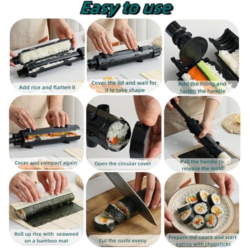 Foto von Frdelma Sushi Roller Multifunktionale für Anfänger,2-teiliges Sushi Roller mit Bambusmatte für Anfänger zu Hause