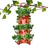 逆さまイチゴ植栽バッグ - 8 口吊り下げ栽培コンテナ、ポータブル垂直ガーデンアクセサリー、強力な再利用可能な生地デザイン、簡単な排​​水システム |便利な成長ポーチ