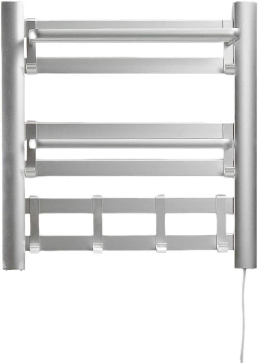 Thickened Stainless Steel Towel Warmer Rack - Smart Heated Drying Rack for Bathroom Space-Saving Wall-Mounted Design Aluminum Frame Pink Finish (Black