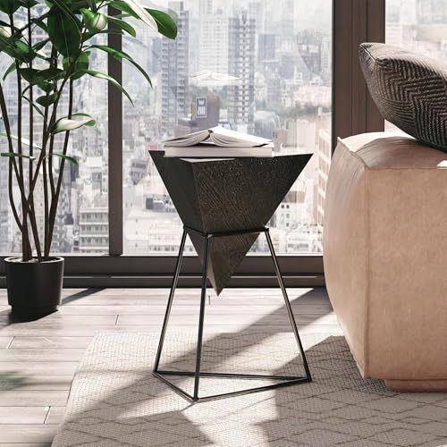 COZAYH Geometric End Table, Pyramid Metal Base, Black - image 9