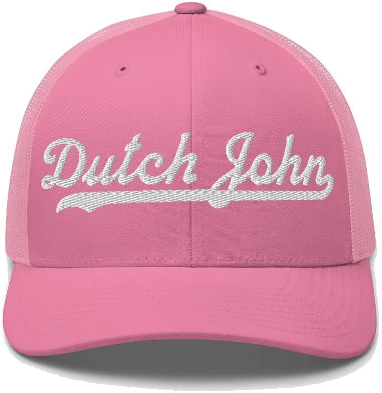Dutch John Hat Dutch John Trucker Hat Baseball Script Embroidered Cap Vintage Sports Mesh Swoosh Gift Souvenir Headwear UT