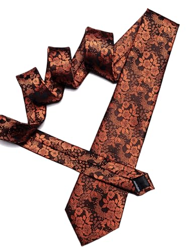 Image of Barry.Wang Men Tie Set Floral Paisley Silk Necktie Pocket Square Cufflinks Formal Wedding Party Business