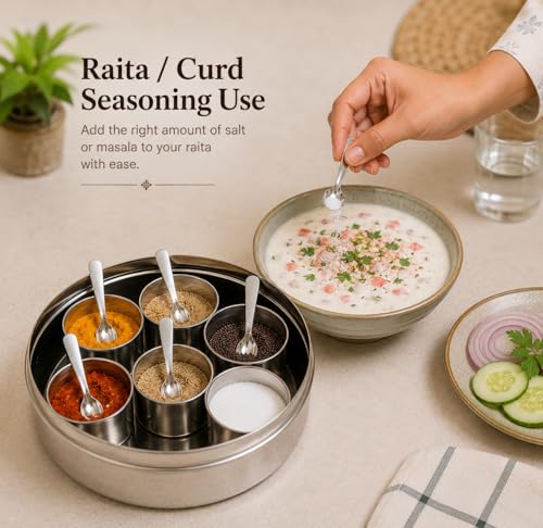 Image of Kanshita's Rasoiware Silver Stainless Steel Mini Masala Spoons | 10.5 cm Small Serving Spoon for Spice Jars, Tea & Sugar Containers | Set of 12