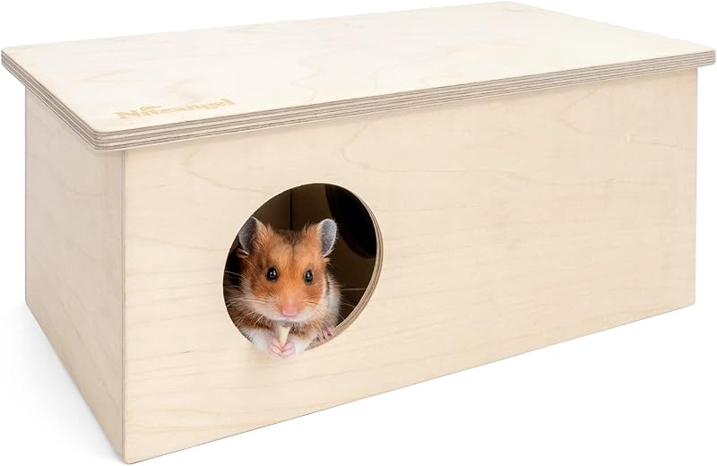 Cámara-laberinto de abedul Escondite de hámster: 1 entrada 2 habitaciones Hábitat | Tapa extraíble que no molesta: anima a las mascotas a esconderse y explorar libremente Juguetes de casa y túnel para hámster, jerbos, ratones, Lemming